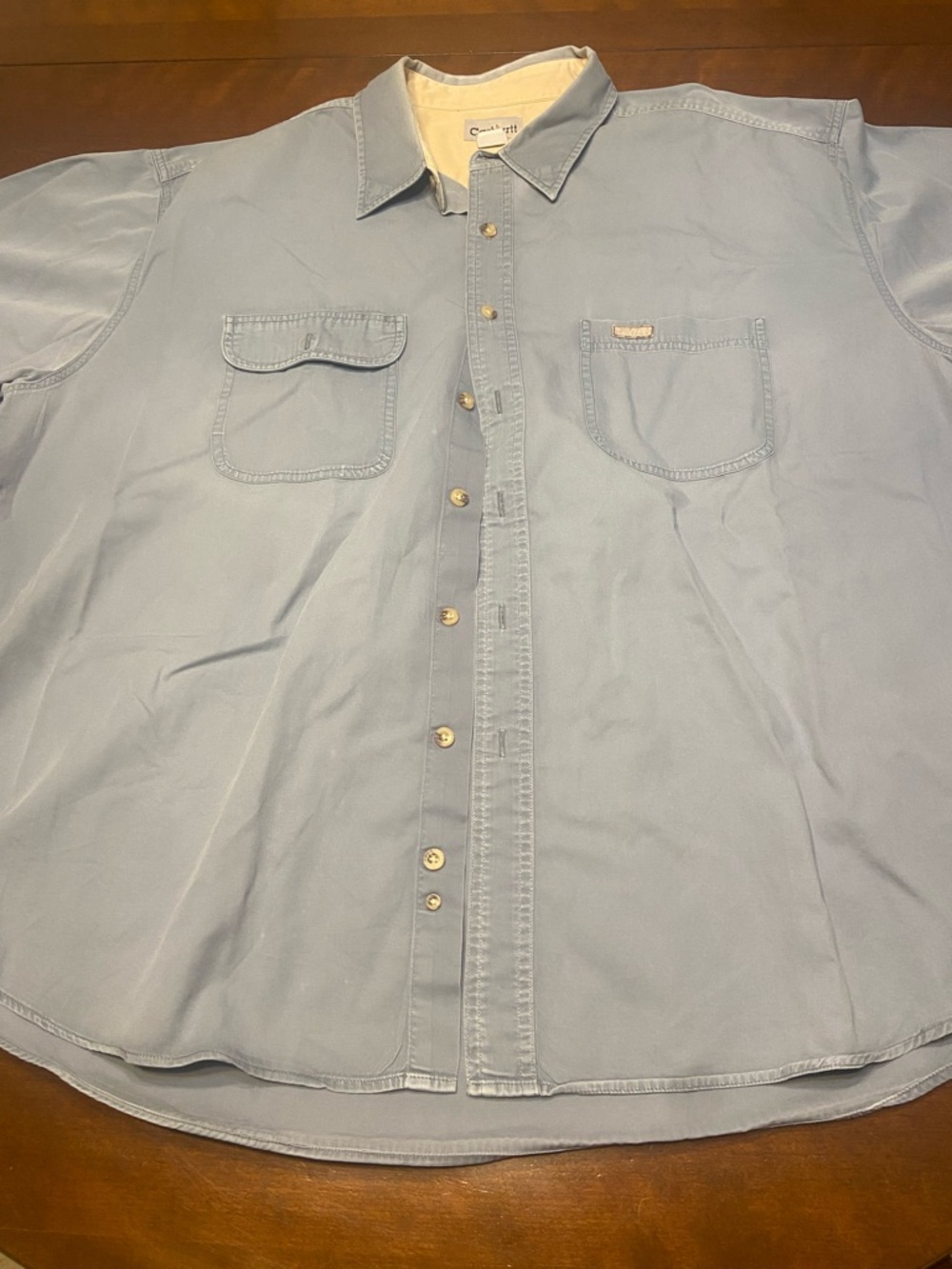 Carhartt Grey Long Sleeve Button Down Work Shirt Men’s 2XL Cotton